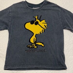 Zara Kids Charcoal Tee with Yellow Woodstock Graphic
